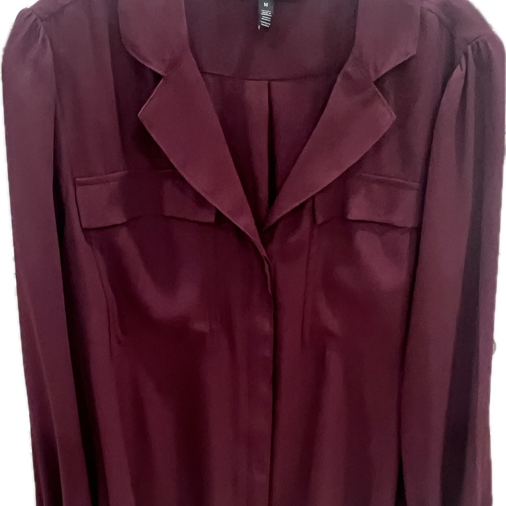 White House Black Market Medium Burgundy Women's Blouse - Picture 2 of 4